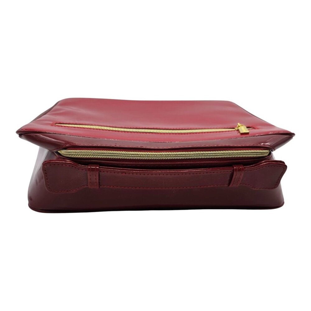 Estee Lauder Sleek Red Patent Leather Cosmetic Travel Bag W/ Gold Zipper Accents - Picture 6 of 12